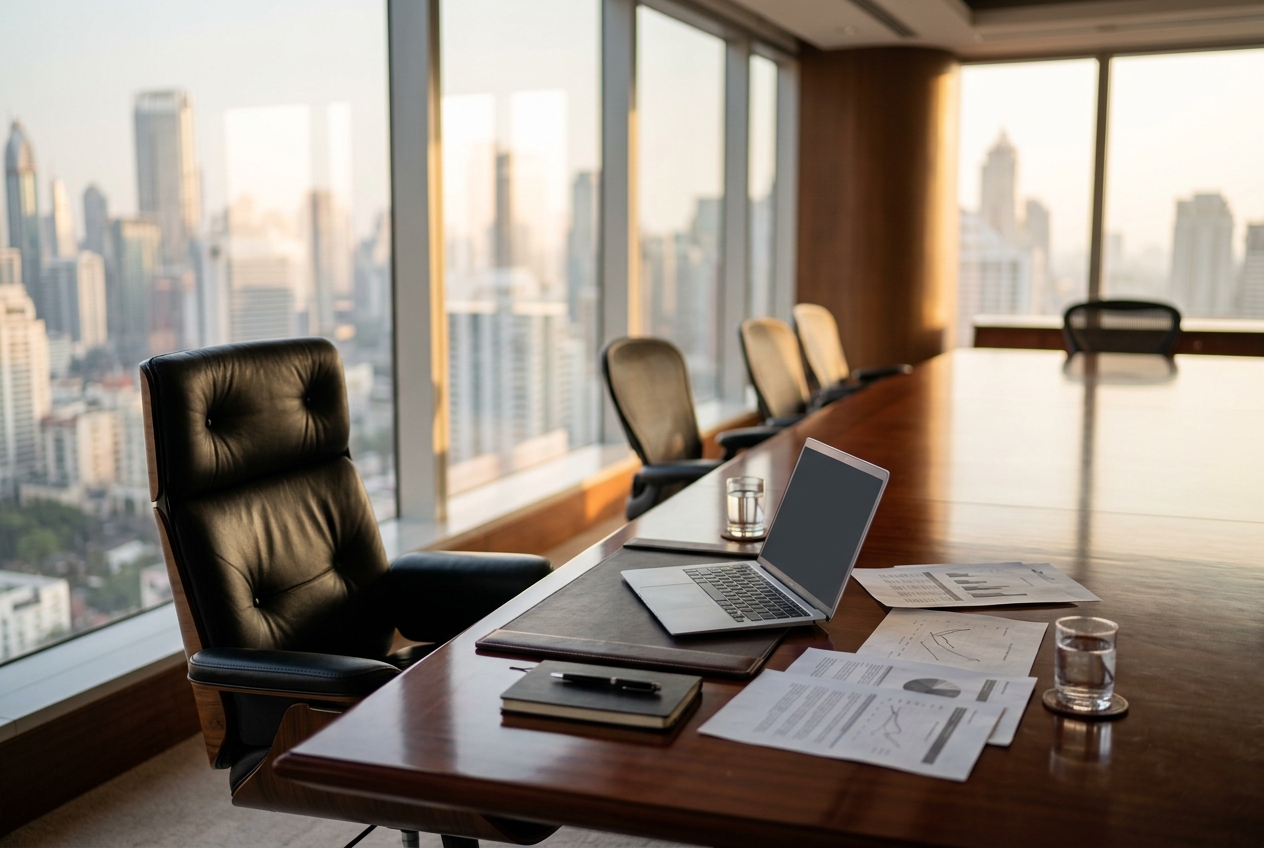 The CEO’s Guide to Generative Engine Optimization (GEO): Why Your Brand is Invisible to AI CEO reviewing generative engine optimization strategy dashboard showing brand visibility metrics across AI platforms