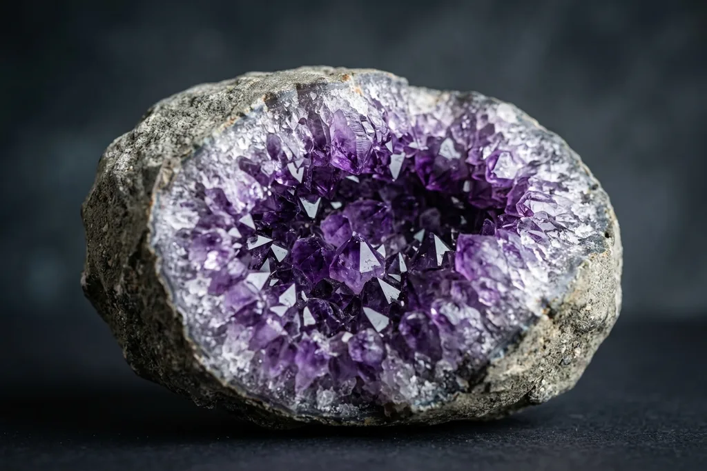 Crystalline geode revealing amethyst structure — entity-first brands AI search visibility
