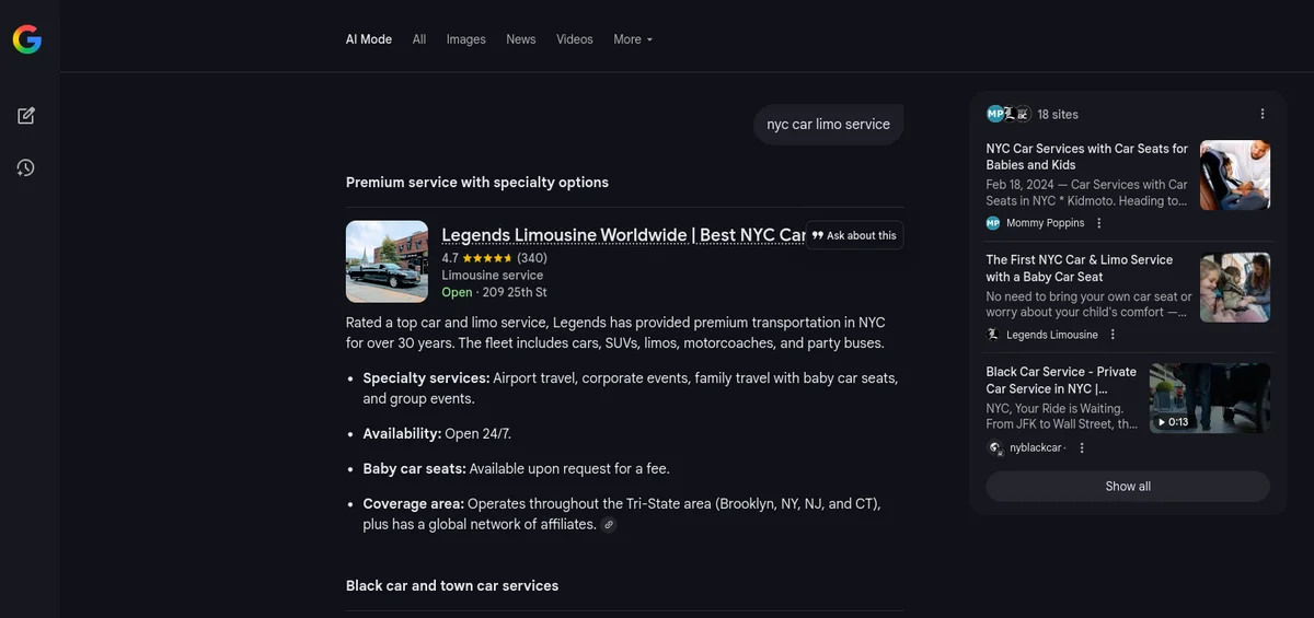 Legends recommended by Google Gemini for airport transfer
