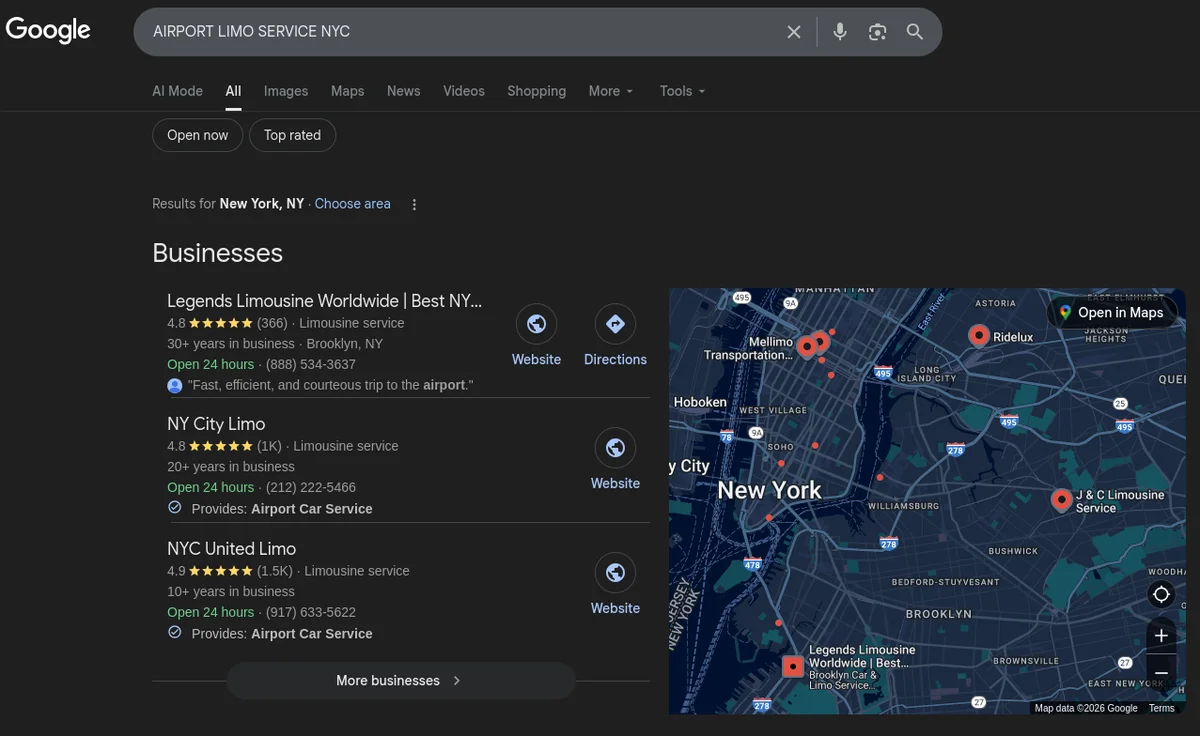 Legends #1 for Airport Limo Service NYC
