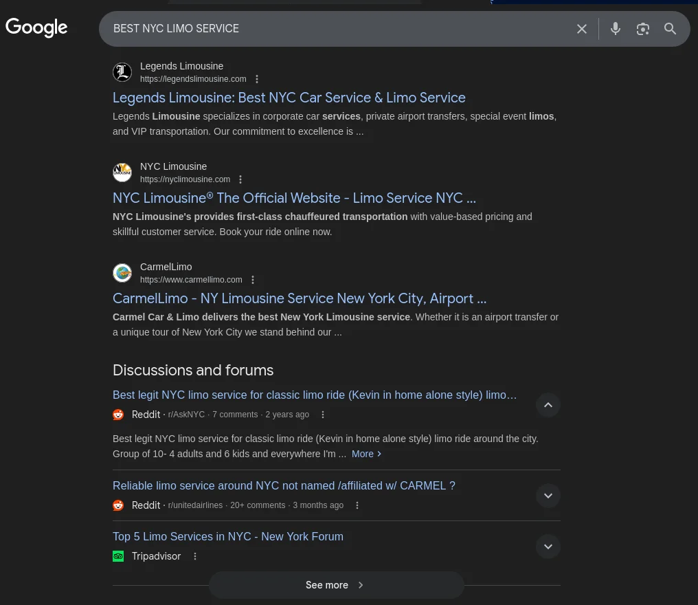 Legends #1 for Luxury Car Service NYC