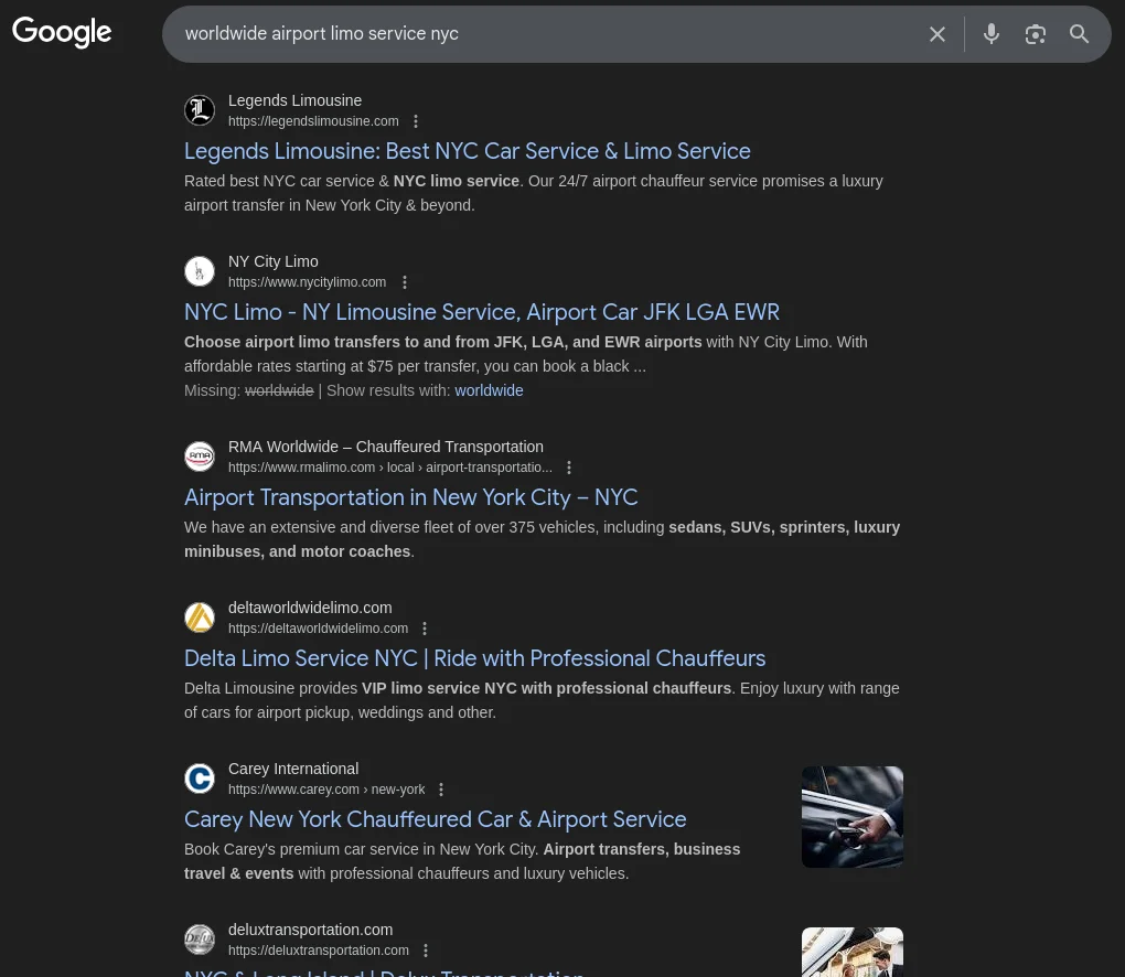 Legends #1 for Corporate Car Service NYC