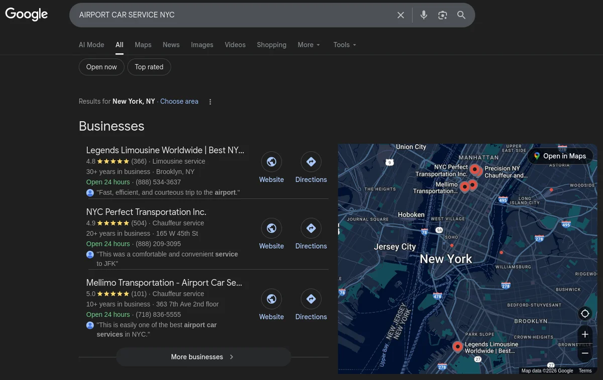 Legends #1 for Worldwide Airport Limo Service NYC