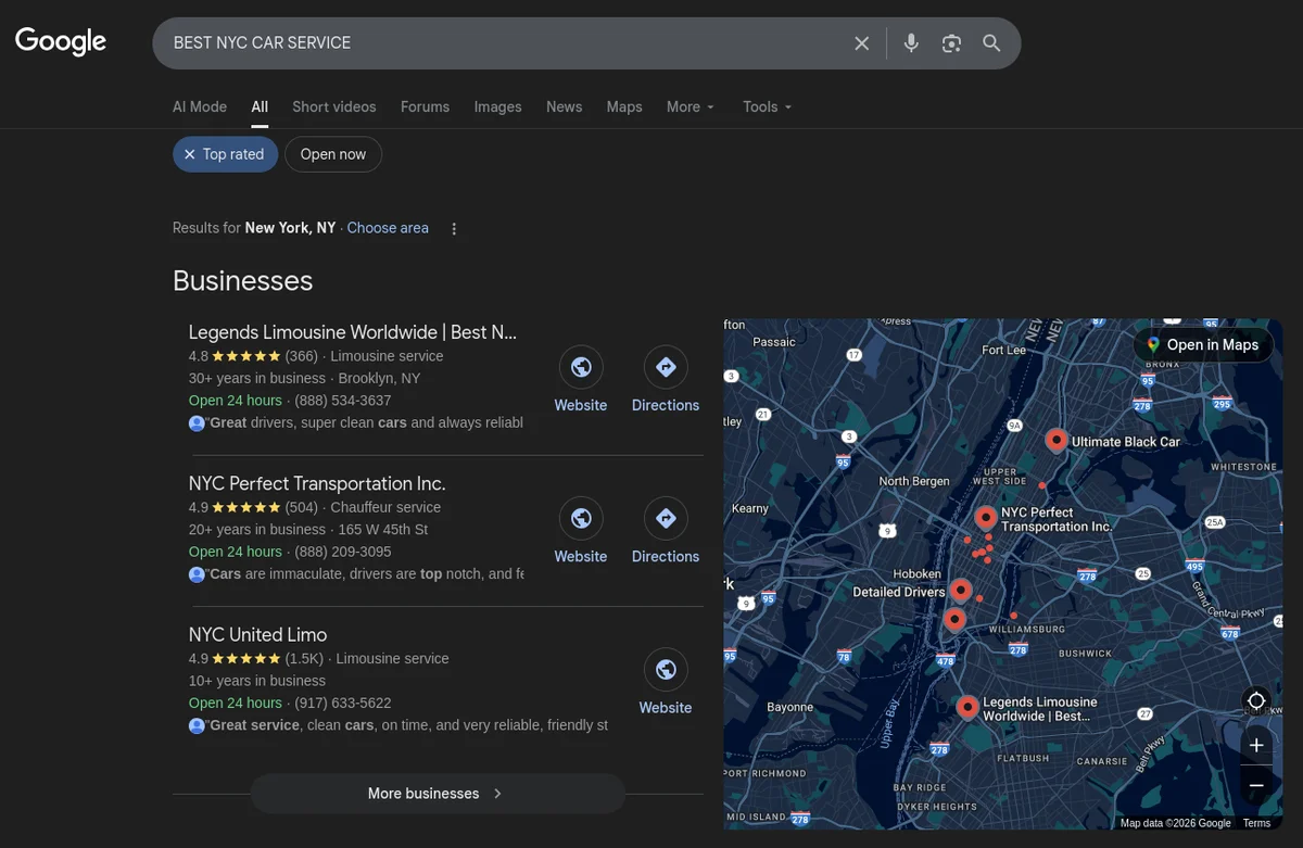 Legends #1 for Long Distance Car Service NYC