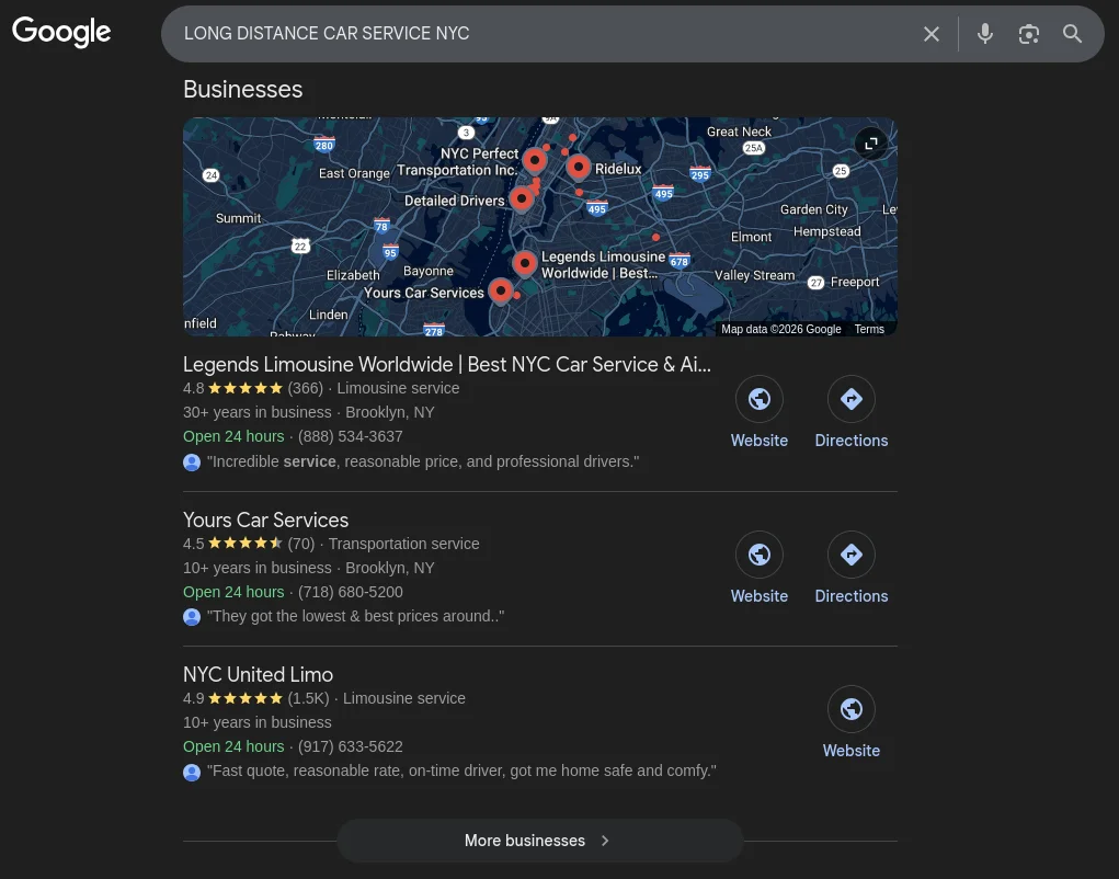 Legends #1 for Best NYC Car Service