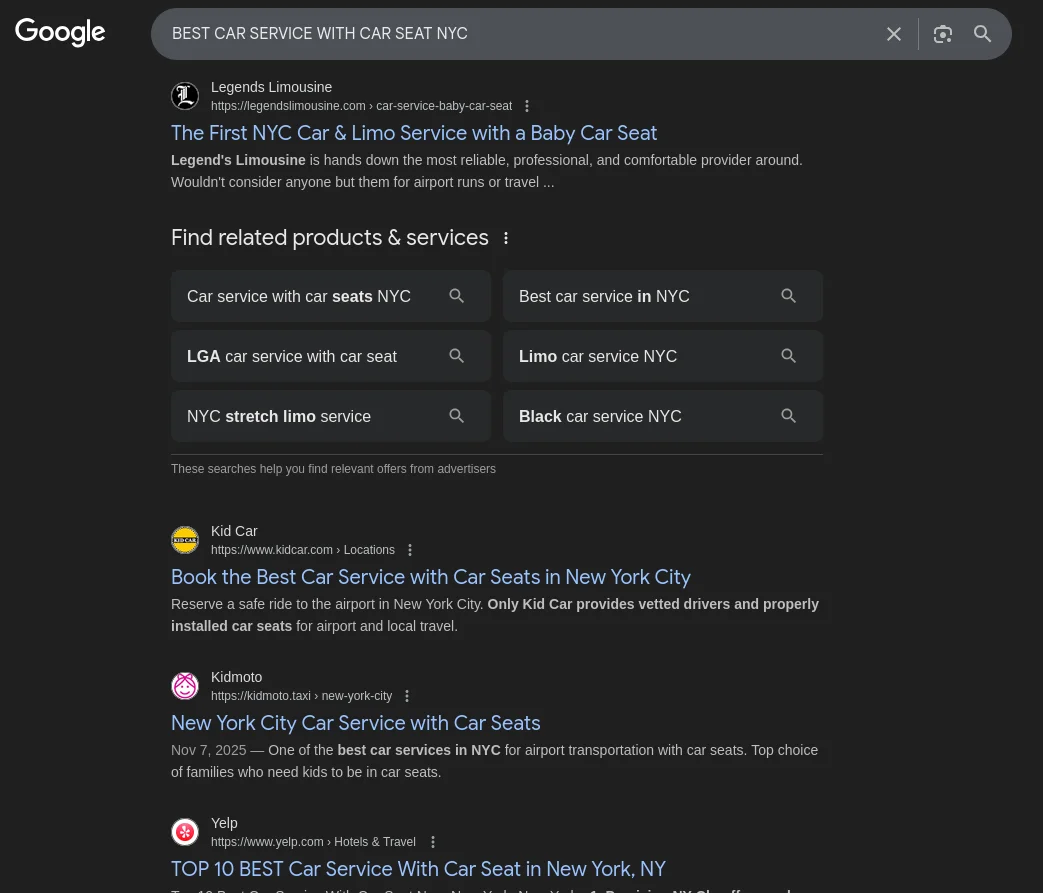 Legends #1 on Google Maps for NYC Limo Service